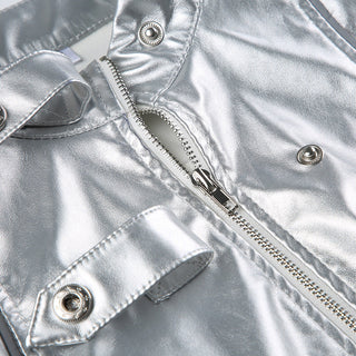 Slim bright leather zipper