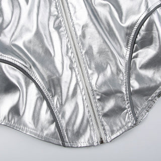 Slim bright leather zipper