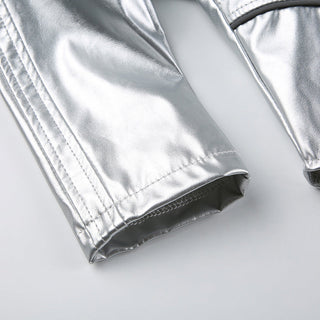 Slim bright leather zipper