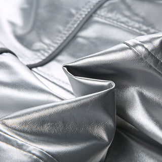 Slim bright leather zipper