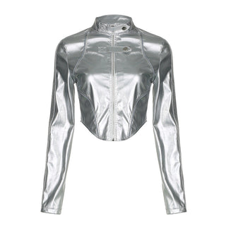 Slim bright leather zipper