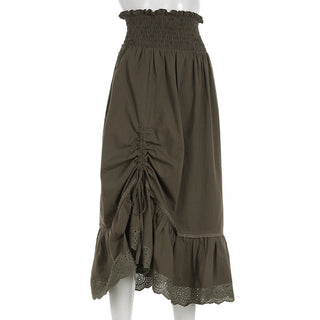 Lace stitching A -line skirt