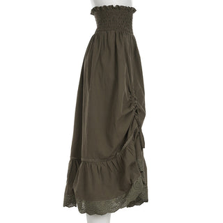 Lace stitching A -line skirt