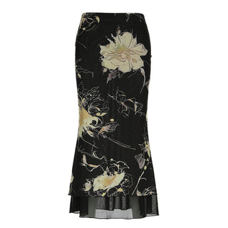 Floral graphic skirt
