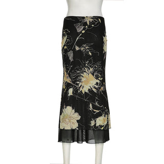 Floral graphic skirt