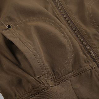 Retro stand-up collar crop zipper