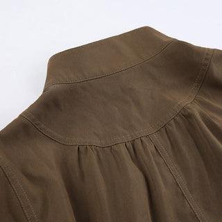 Retro stand-up collar crop zipper