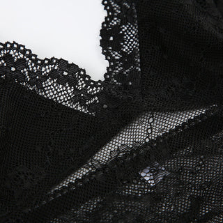 See through lace v-neck top