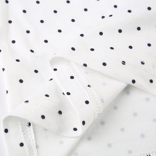 Polka dot patchwork button V -neck vest