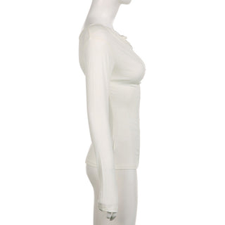 Solid color slim long -sleeved shirt