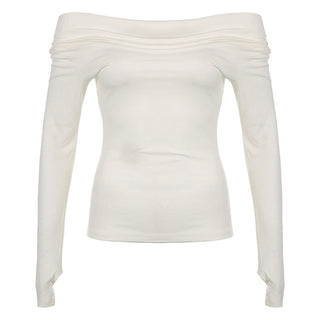 Solid color slim long -sleeved shirt