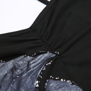 Rose graphic V -neck dress