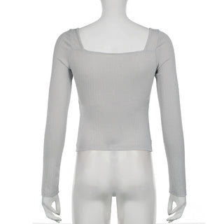 Lace bow collar long sleeve T-shirt