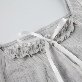 Lace bow collar long sleeve T-shirt