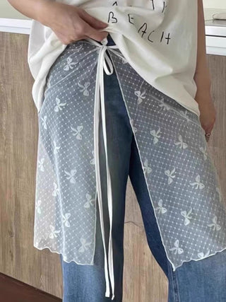 Korean Sweet mesh mid-length skirt