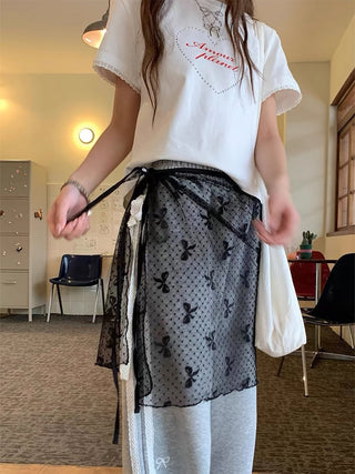 Korean Sweet mesh mid-length skirt