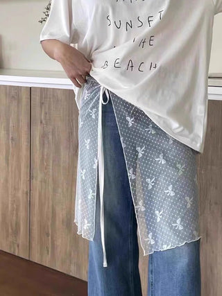 Korean Sweet mesh mid-length skirt