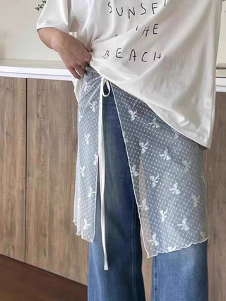 Korean Sweet mesh mid-length skirt