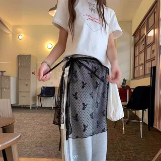 Korean Sweet mesh mid-length skirt