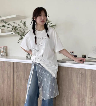 Korean Sweet mesh mid-length skirt