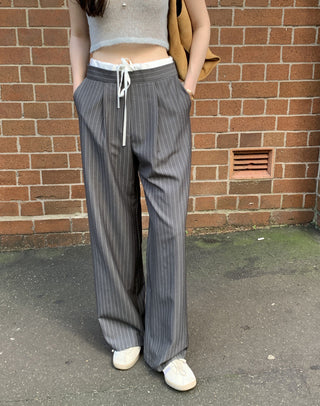 Korean retro contrasting color drawing pants