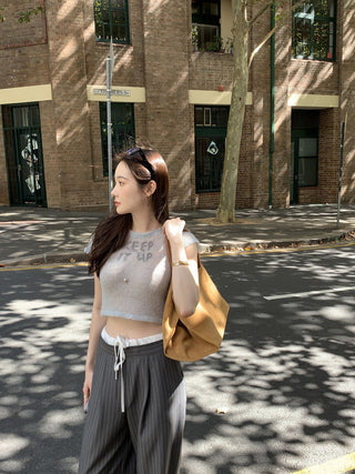 Korean retro contrasting color drawing pants