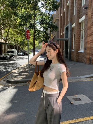 Korean retro contrasting color drawing pants