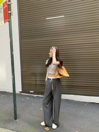 Korean retro contrasting color drawing pants