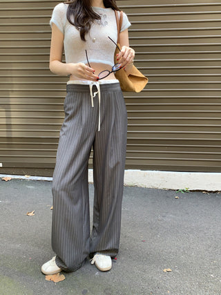 Korean retro contrasting color drawing pants