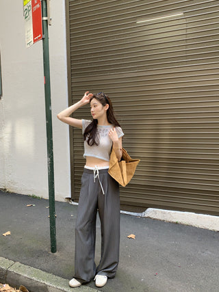 Korean retro contrasting color drawing pants