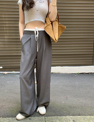 Korean retro contrasting color drawing pants
