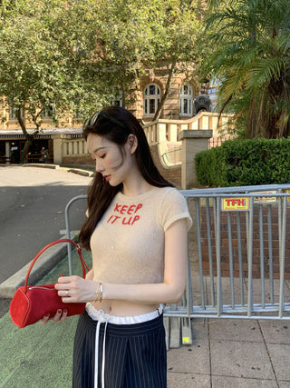 Korean retro contrasting color drawing pants