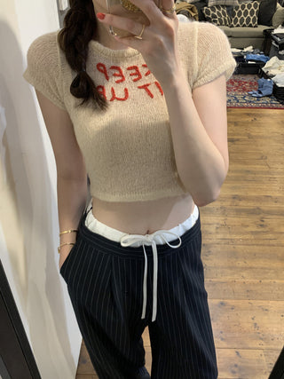 Korean retro contrasting color drawing pants