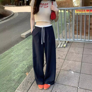 Korean retro contrasting color drawing pants