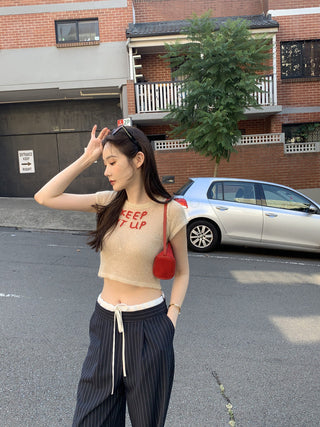Korean retro contrasting color drawing pants
