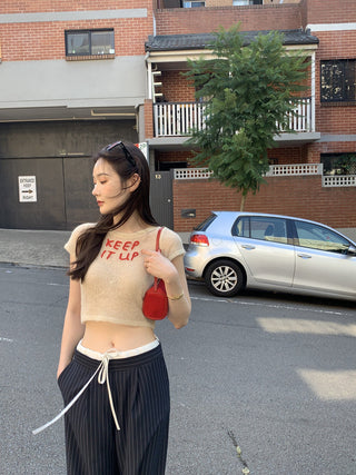 Korean retro contrasting color drawing pants