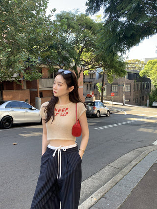 Korean retro contrasting color drawing pants