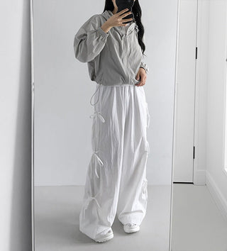 Strap bows wide -leg pants