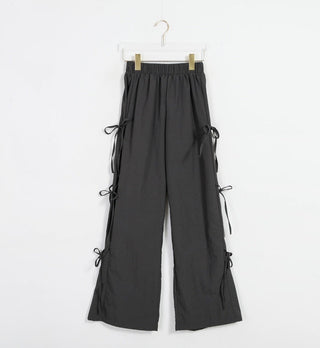 Strap bows wide -leg pants