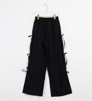 Strap bows wide -leg pants