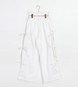 Strap bows wide -leg pants