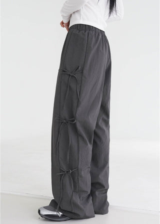 Strap bows wide -leg pants