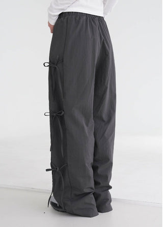 Strap bows wide -leg pants