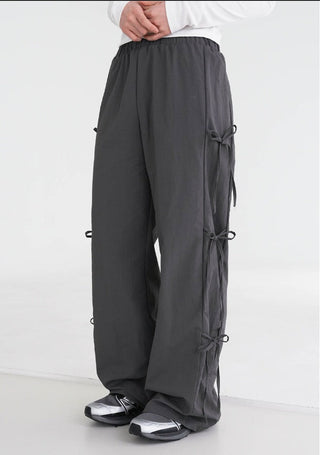 Strap bows wide -leg pants