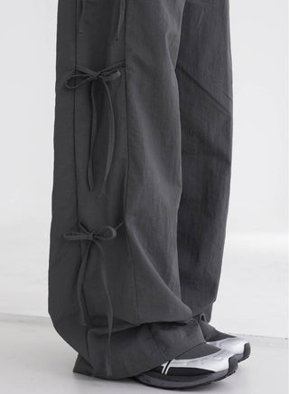 Strap bows wide -leg pants