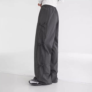 Strap bows wide -leg pants