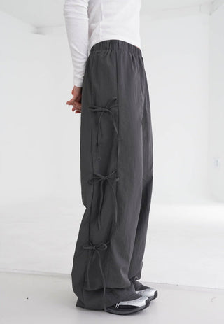 Strap bows wide -leg pants