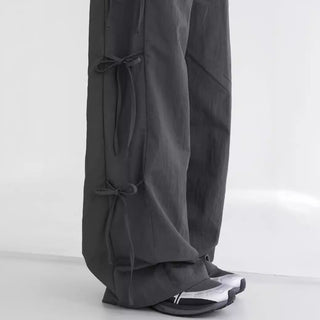 Strap bows wide -leg pants