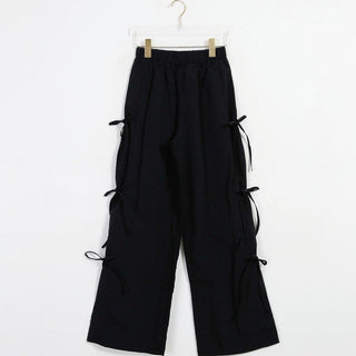 Strap bows wide -leg pants