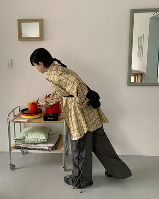 Strap bows wide -leg pants